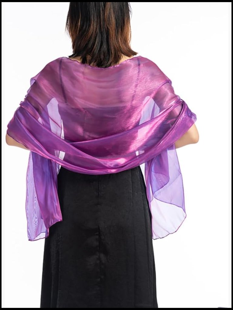 Silky Sheer Shimmer Organza Scarf For Evening Dresses Party Wrap